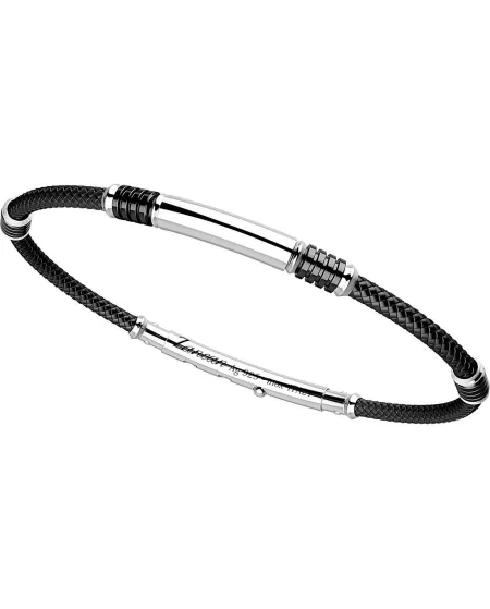 Bracciale da Uomo Zancan Robikevlar in Argento con Cordino Nero