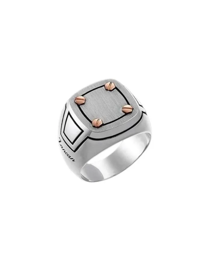 Zancan Men's Ring in Silver with Gold Screws