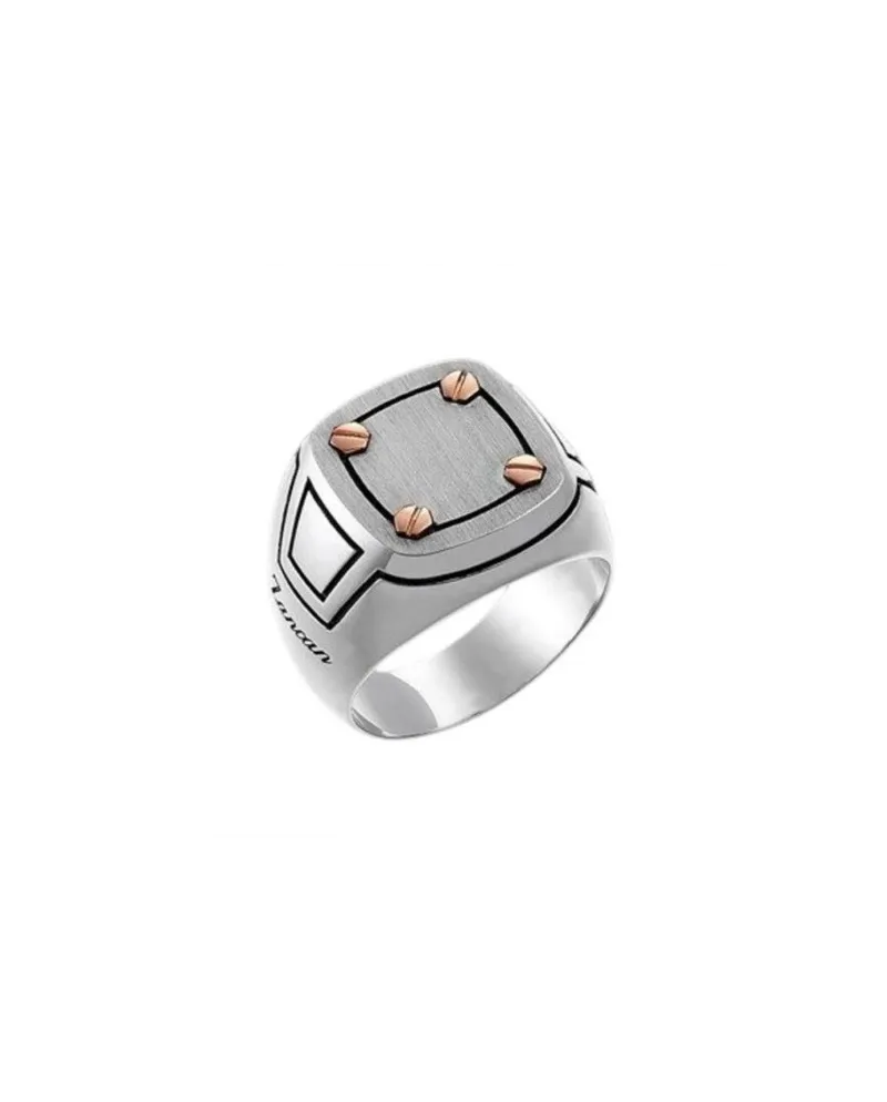 Anello da Uomo Zancan in Argento con Viti in Oro