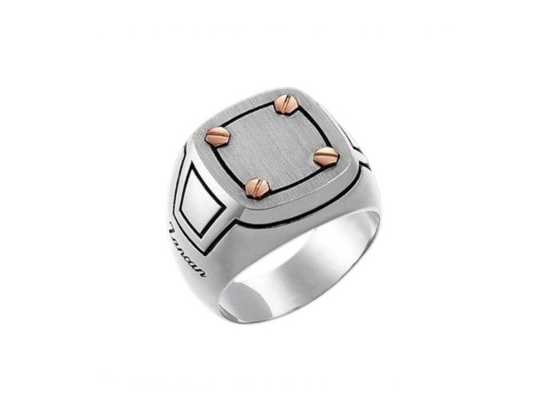 Zancan Men's Ring in Silver with Gold Screws