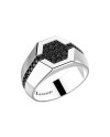 Bague pour homme Zancan Cosmopolitan en argent avec spinelles noires