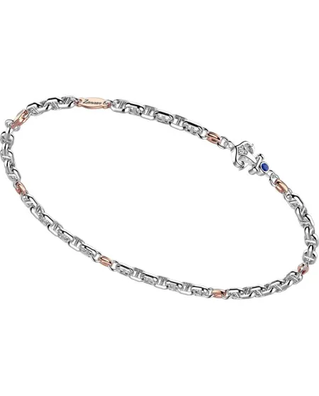 Bracciale da Uomo Zancan Insignia in Oro Bicolore e Ancora con Diamante e Zaffiro