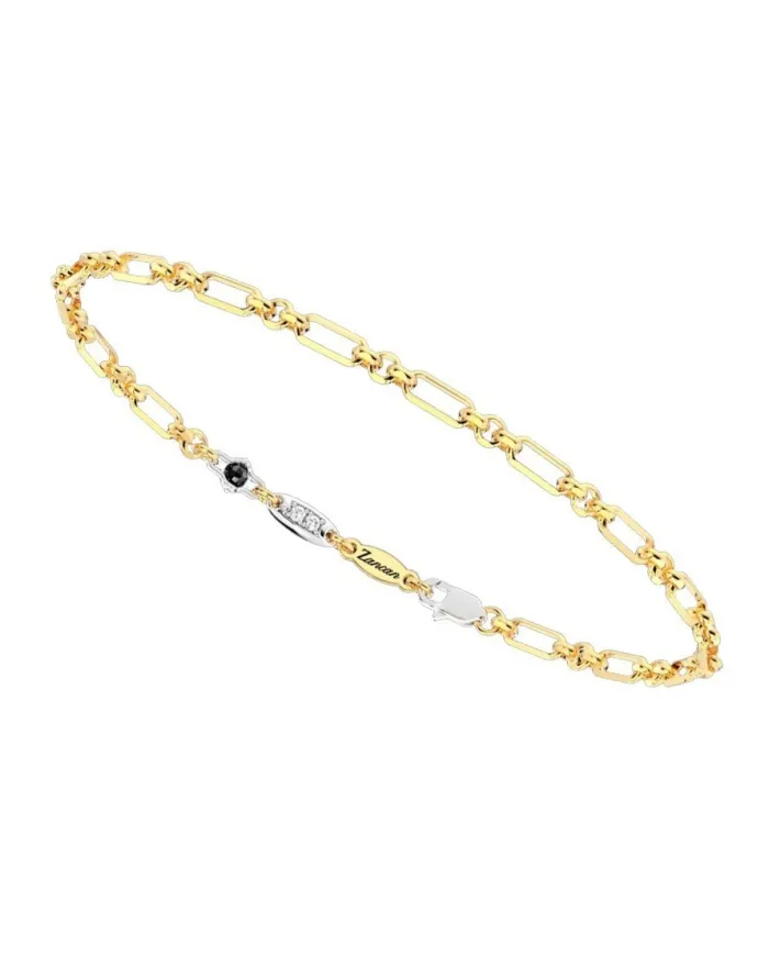 Zancan Insignia Men's Bracelet in Yellow Gold with Diamonds and Spinel
