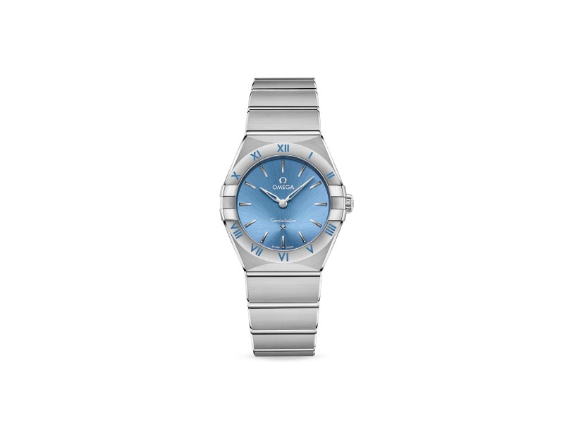 Omega Constellation Quartz 28 mm watch with light blue dial