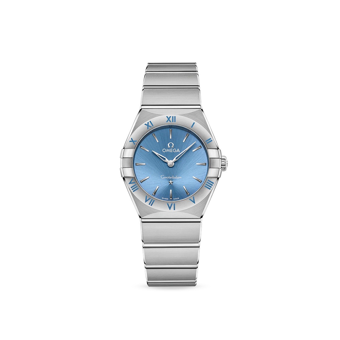 Omega Constellation Quartz 28 mm watch with light blue dial