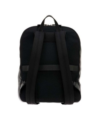 Pineider Daily 23 Men's Backpack in Black Leather with Double Pocket