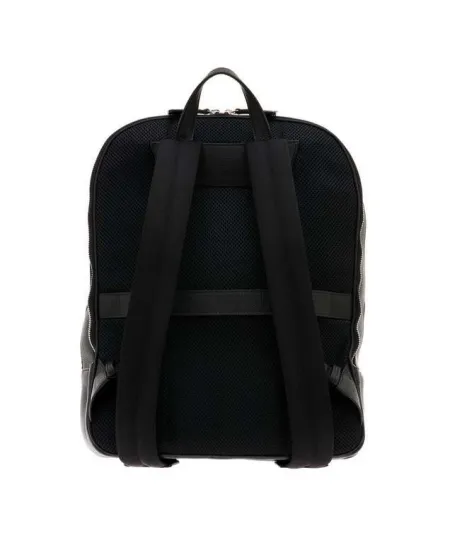 Sac à dos pour homme Pineider Daily 23 en cuir noir avec double poche