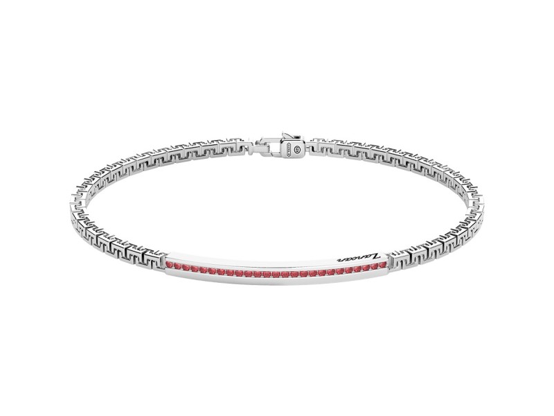 Bracelet pour homme Zancan Insignia en argent 925 avec spinelles rouges