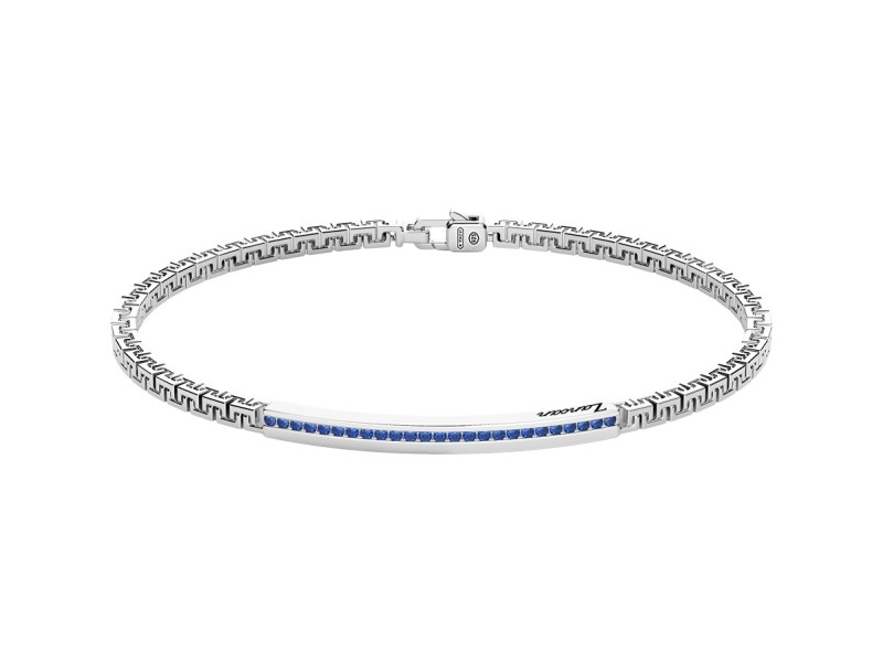 Bracelet pour homme Zancan Insignia en argent 925 avec spinelles bleues