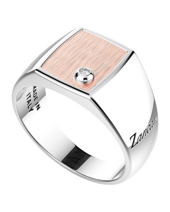 Bague pour homme Zancan en argent et rose avec diamants