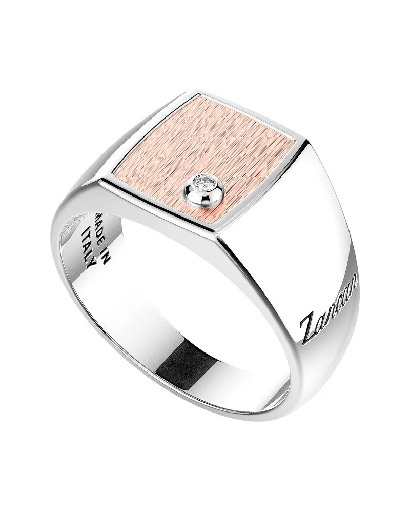 Bague pour homme Zancan en argent et rose avec diamants