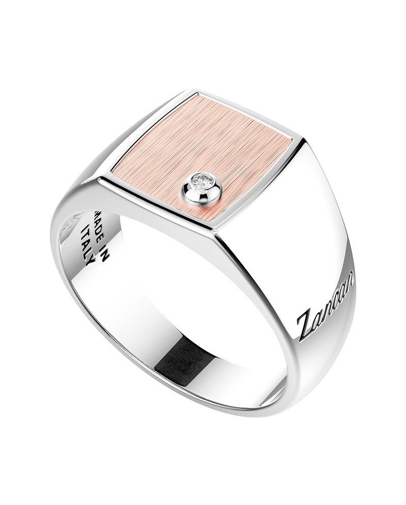 Zancan Men's Ring in Silver and Pink with Diamonds