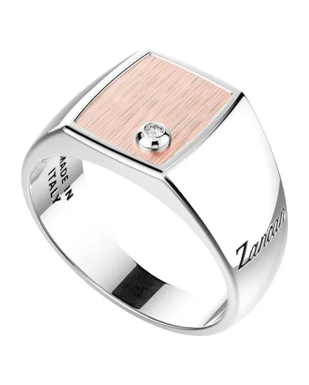 Anello da Uomo Zancan in Argento e Oro Rosa con Diamanti