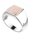 Zancan Men's Ring in Silver and Pink with Diamonds