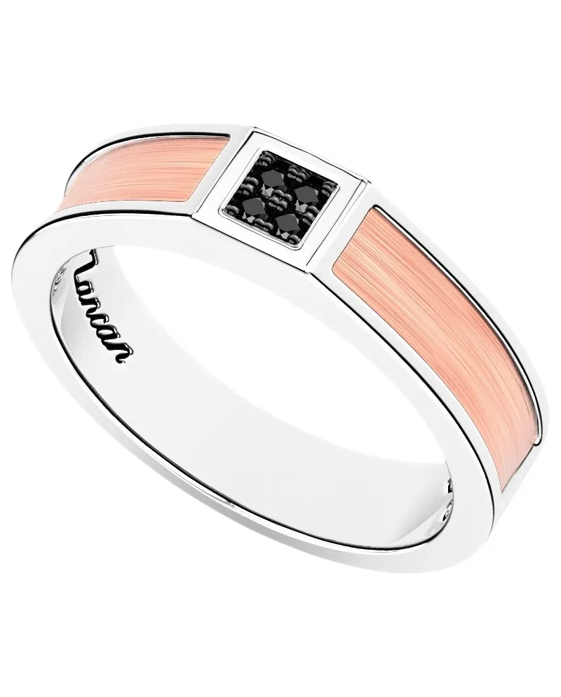 Anello da Uomo Zancan in Argento e Oro Rosa con Diamanti Neri