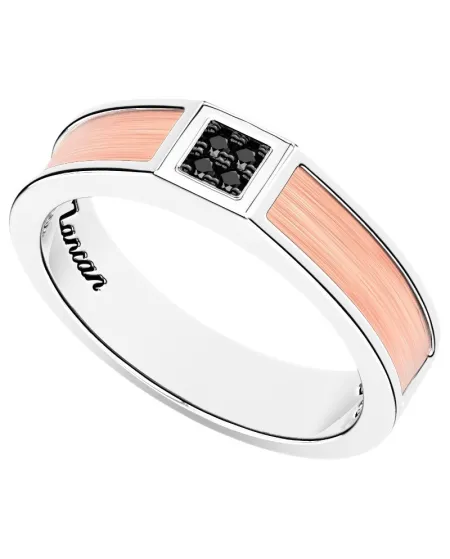 Bague pour homme Zancan en argent et or rose avec diamants noirs