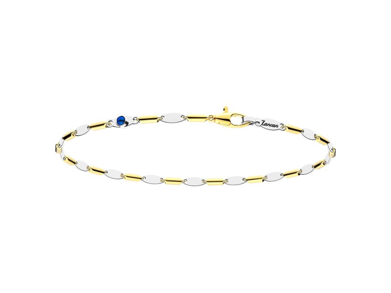 Zancan Insignia Men's Bracelet in Two-Tone Gold with Blue Sapphire