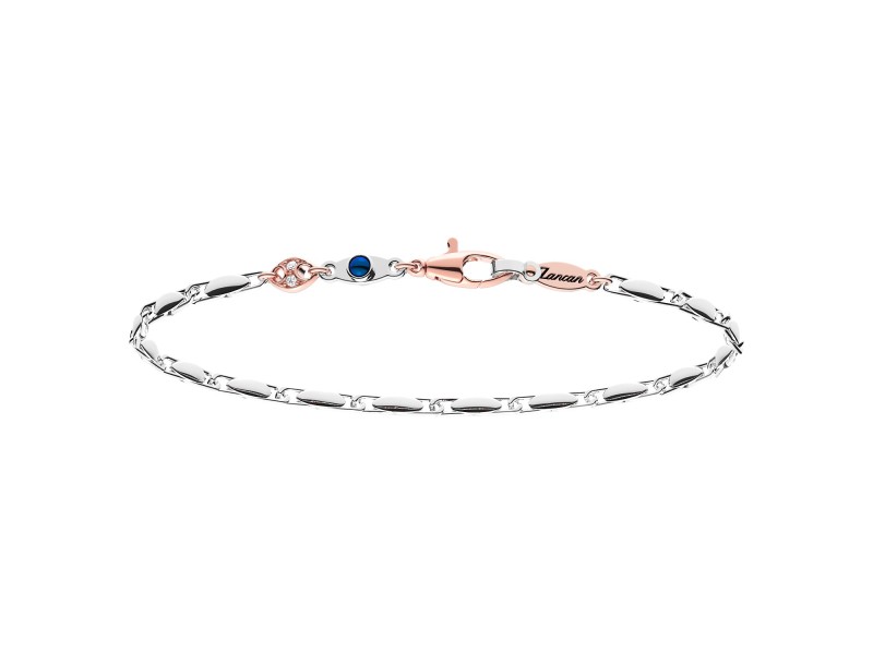 Zancan Insignia Men's Bracelet in Two-Tone Gold with Blue Sapphire and Diamonds