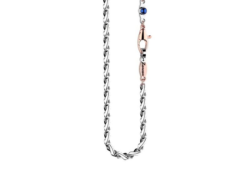 Zancan Insignia Men's Necklace in White Gold with Blue Sapphire