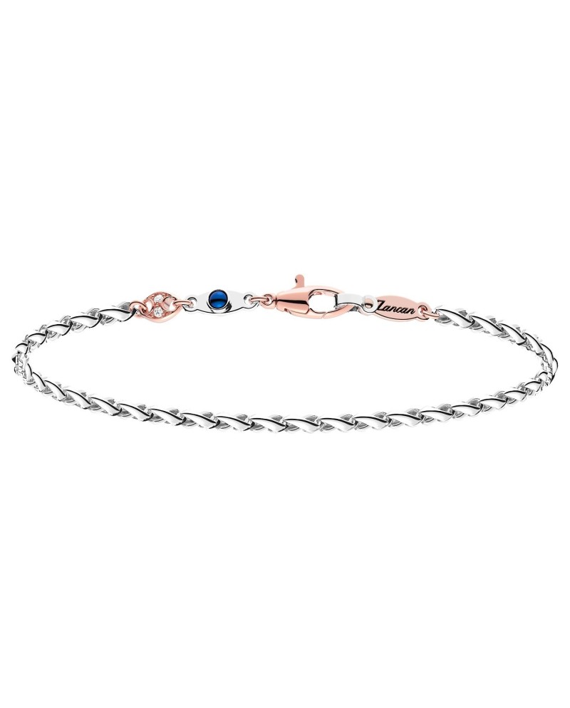 Bracelet pour homme Zancan Insignia en or bicolore avec saphir bleu et diamants