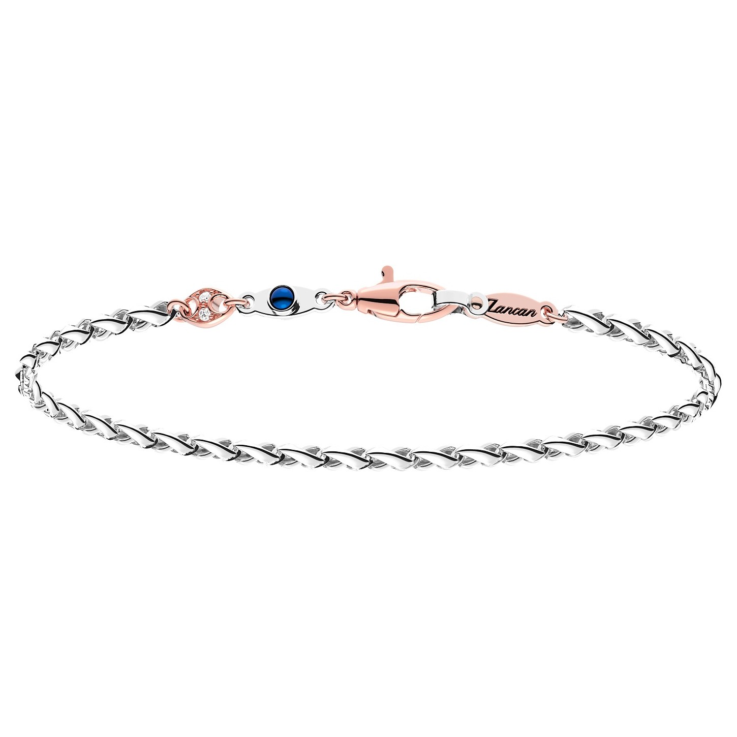 Zancan Insignia Men's Bracelet in Two-Tone Gold with Blue Sapphire and Diamonds