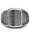 Anello da Uomo Zancan Cosmopolitan in Argento con Spinelli Neri