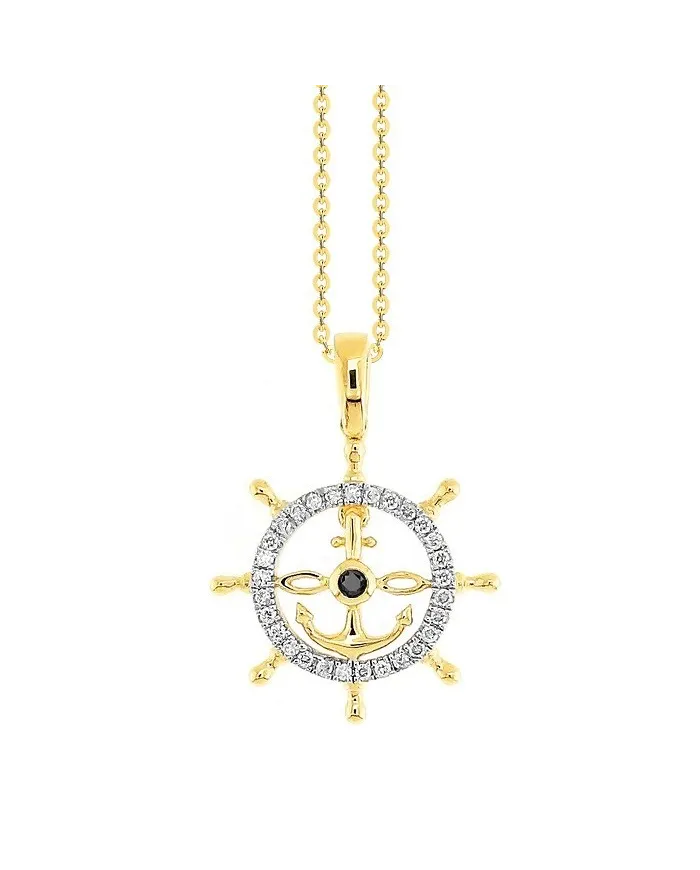 Collana da Uomo Zancan Insignia Explorer in Oro Giallo con Timone e Diamanti