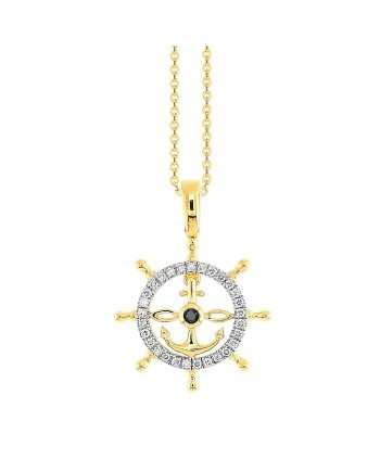 Zancan Insignia Explorer Men's Necklace in Yellow Gold with Rudder and Diamonds