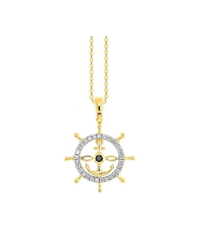 Collana da Uomo Zancan Insignia Explorer in Oro Giallo con Timone e Diamanti