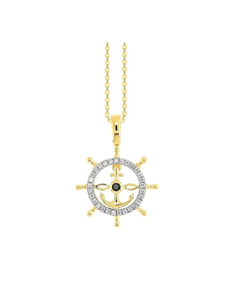 Zancan Insignia Explorer Men's Necklace in Yellow Gold with Rudder and Diamonds