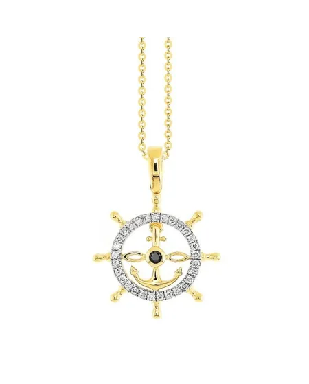 Collier pour homme Zancan Insignia Explorer en or jaune avec gouvernail et diamants