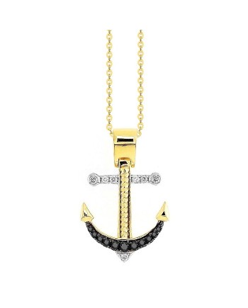 Zancan Insignia Explorer Men's Necklace in Yellow Gold with Anchor and Diamonds