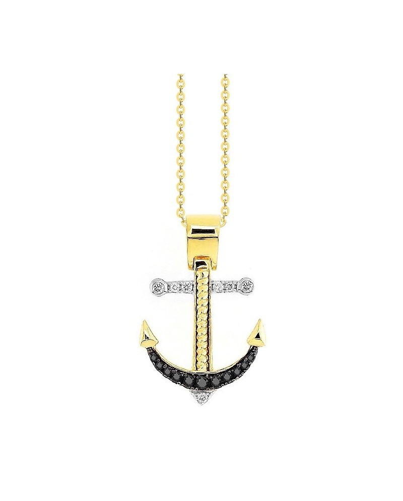 Zancan Insignia Explorer Men's Necklace in Yellow Gold with Anchor and Diamonds