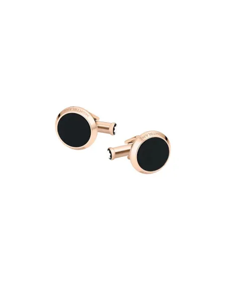 Boutons de manchette Montblanc Meisterstück en acier PVD doré avec onyx noir