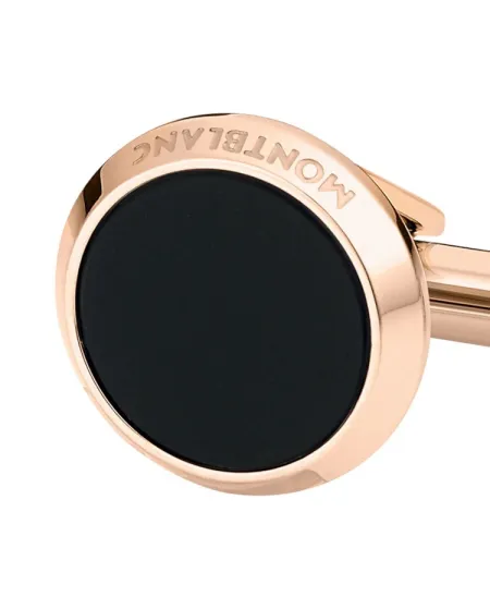 Boutons de manchette Montblanc Meisterstück en acier PVD doré avec onyx noir