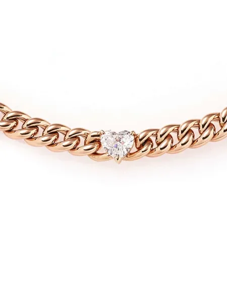 Girocollo Crivelli Groumette in Oro Rosa con Diamante Cuore