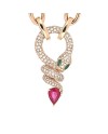 Crivelli Groumette Choker in Rose Gold and Snake Pendant with Diamonds, Emeralds and Sapphire