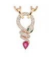 Crivelli Groumette Choker in Rose Gold and Snake Pendant with Diamonds, Emeralds and Sapphire
