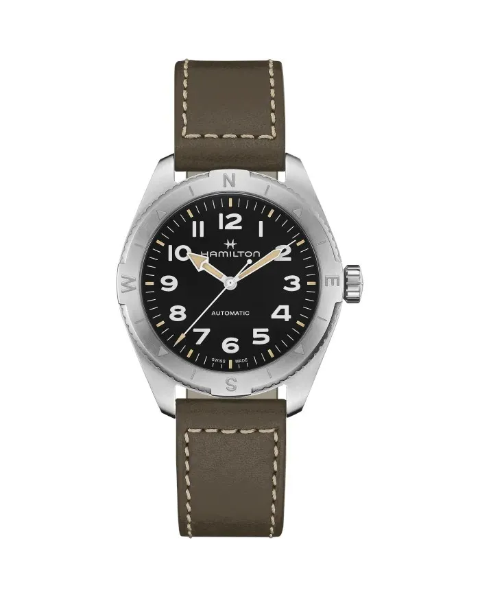 Hamilton Khaki Field Expedition Auto Watch Black Leather Strap 41 mm
