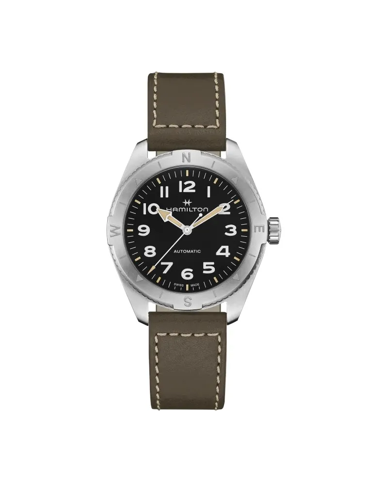 Orologio Hamilton Khaki Field Expedition Auto 41 mm Nero Cinturino Pelle