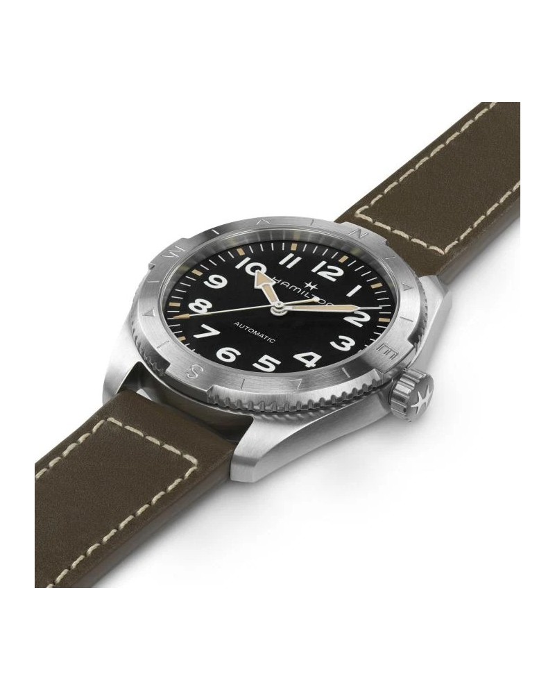 Hamilton Khaki Field Expedition Auto Watch Black Leather Strap 41 mm