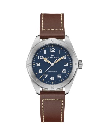 Montre Hamilton Khaki Field Expedition 41 mm Auto bracelet en cuir bleu