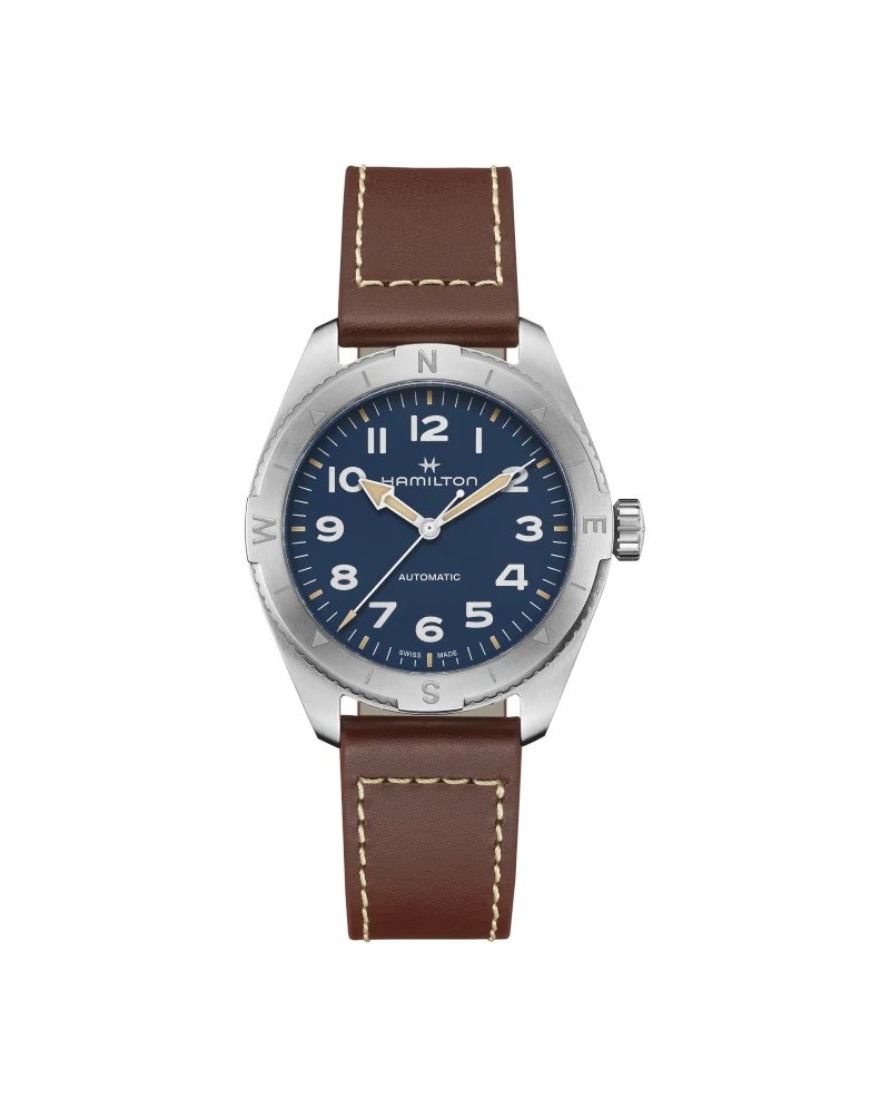 Montre Hamilton Khaki Field Expedition 41 mm Auto bracelet en cuir bleu