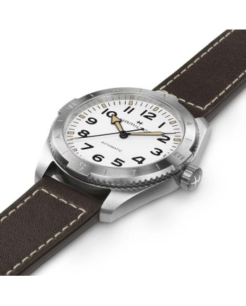 Orologio Hamilton Khaki Field Expedition 41 mm Auto Bianco Cinturino Pelle