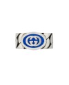 Gucci Interlocking G Ring in Silver with Blue Enamel