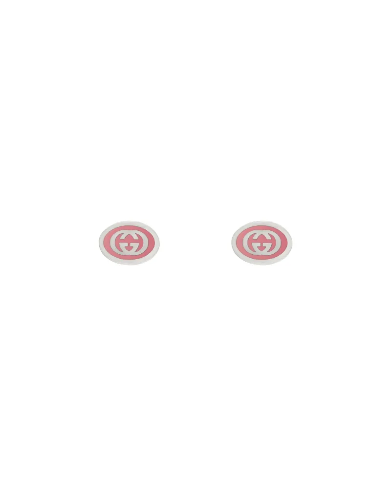 Gucci Interlocking G Earrings in Silver with Pink Enamel Gucci Interlocking G Earrings in Silver with Pink Enamel