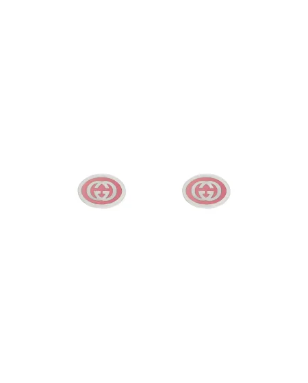 Boucles d'oreilles G entrelacées Gucci en argent avec émail rose