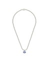 Gucci Interlocking G Necklace in Silver with Blue Enamelled Boule Chain