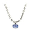 Gucci Interlocking G Necklace in Silver with Blue Enamelled Boule Chain