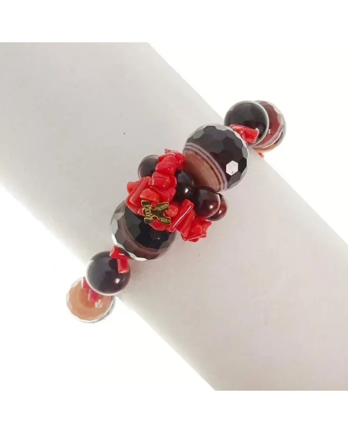 Bracelet Rajola Odessa avec Agate Oeil de Tigre et Corail